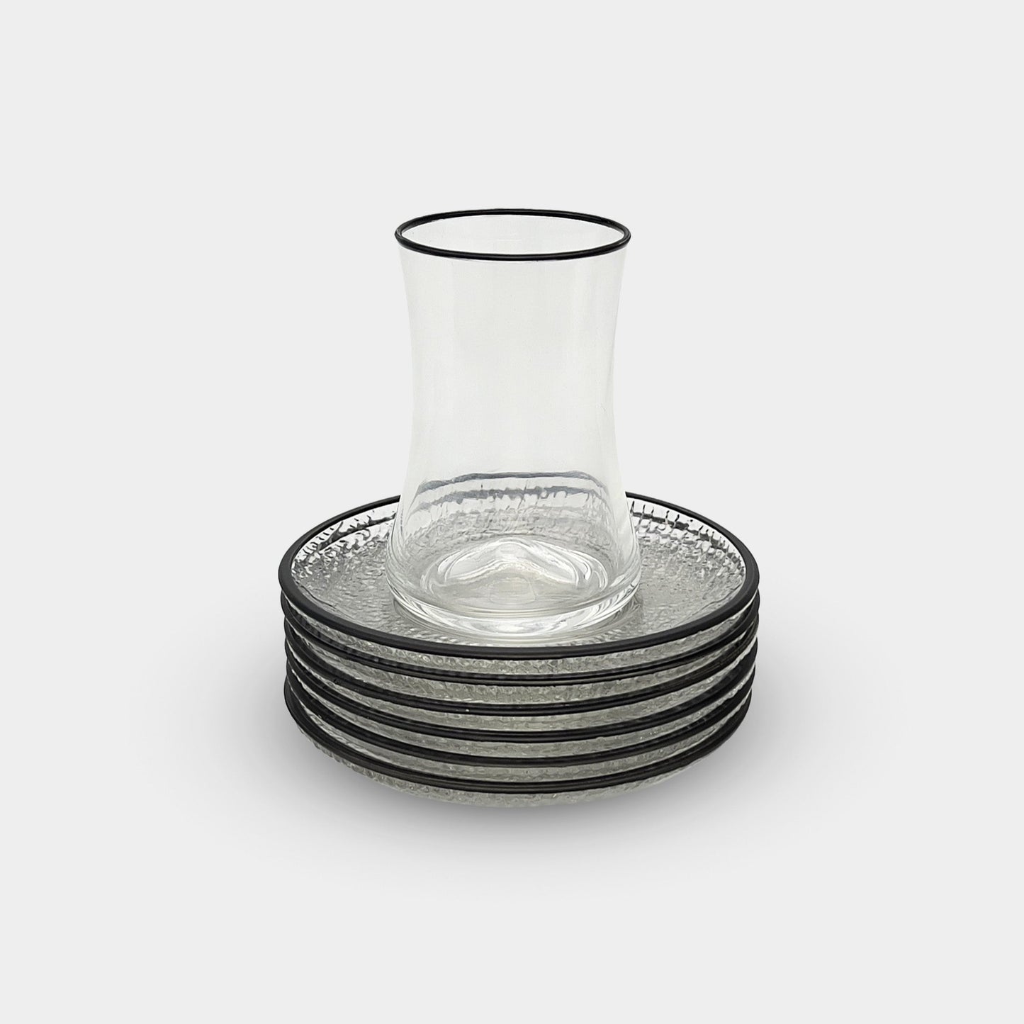 Elegant Clear Curved Tea Cup Set of 6