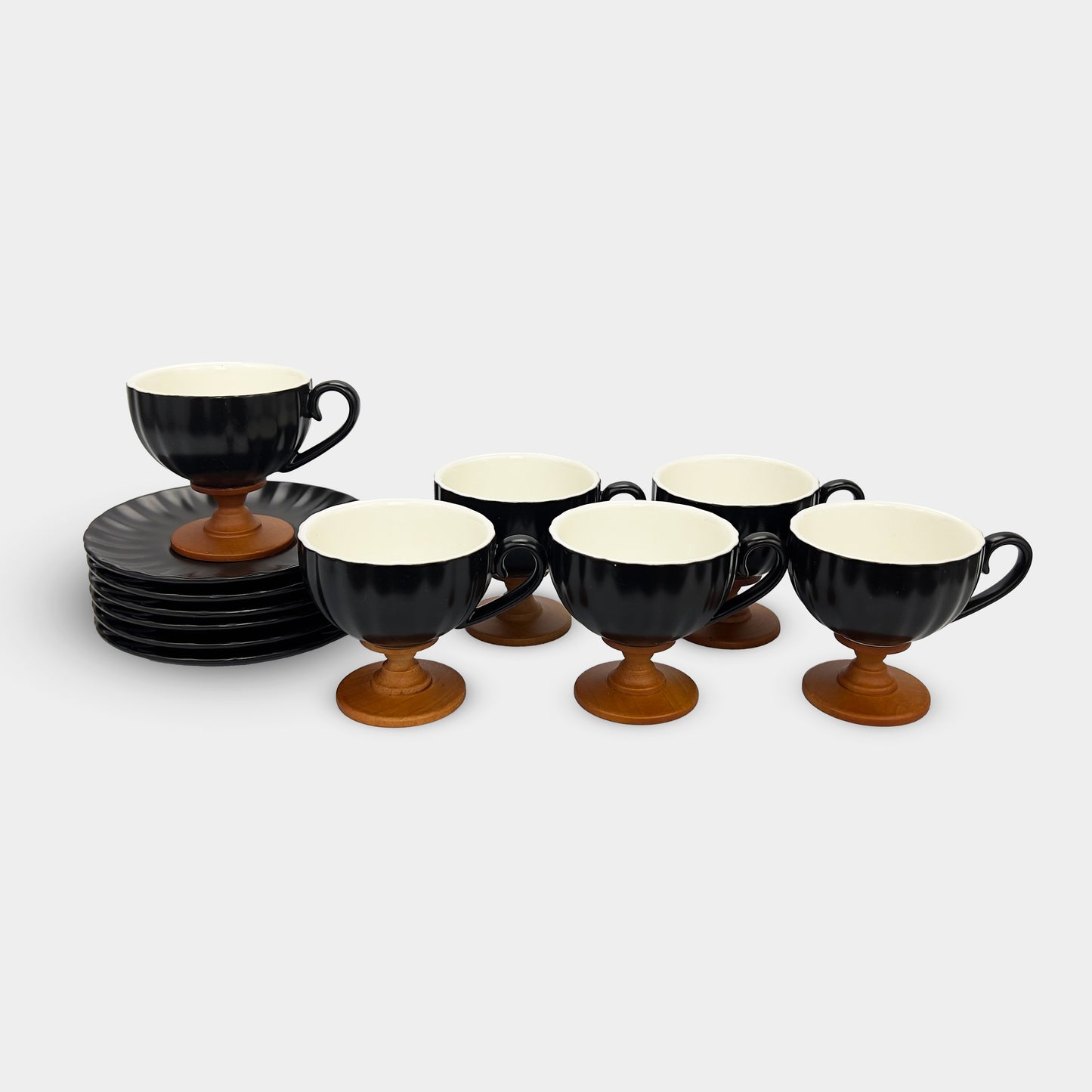 Black Pedestal Coffee & Tea Cup Set of 6