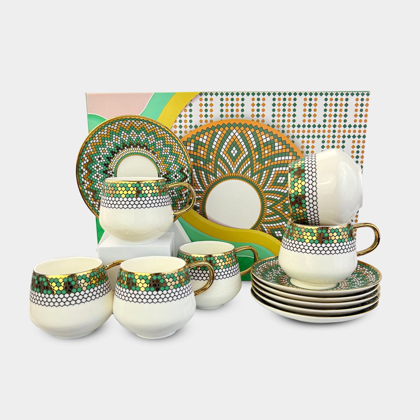 Marrakech Mosaic Coffee Cup Set - 6 Pieces