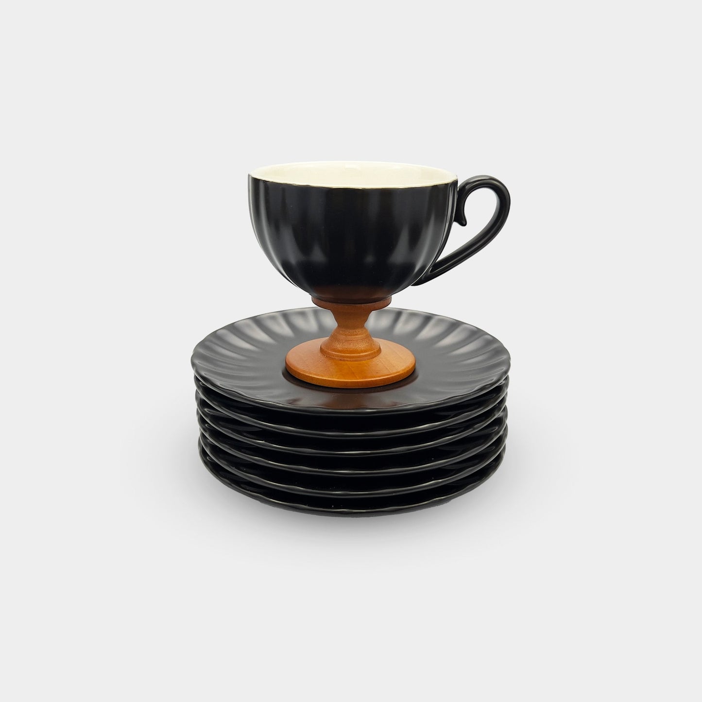Black Pedestal Coffee & Tea Cup Set of 6