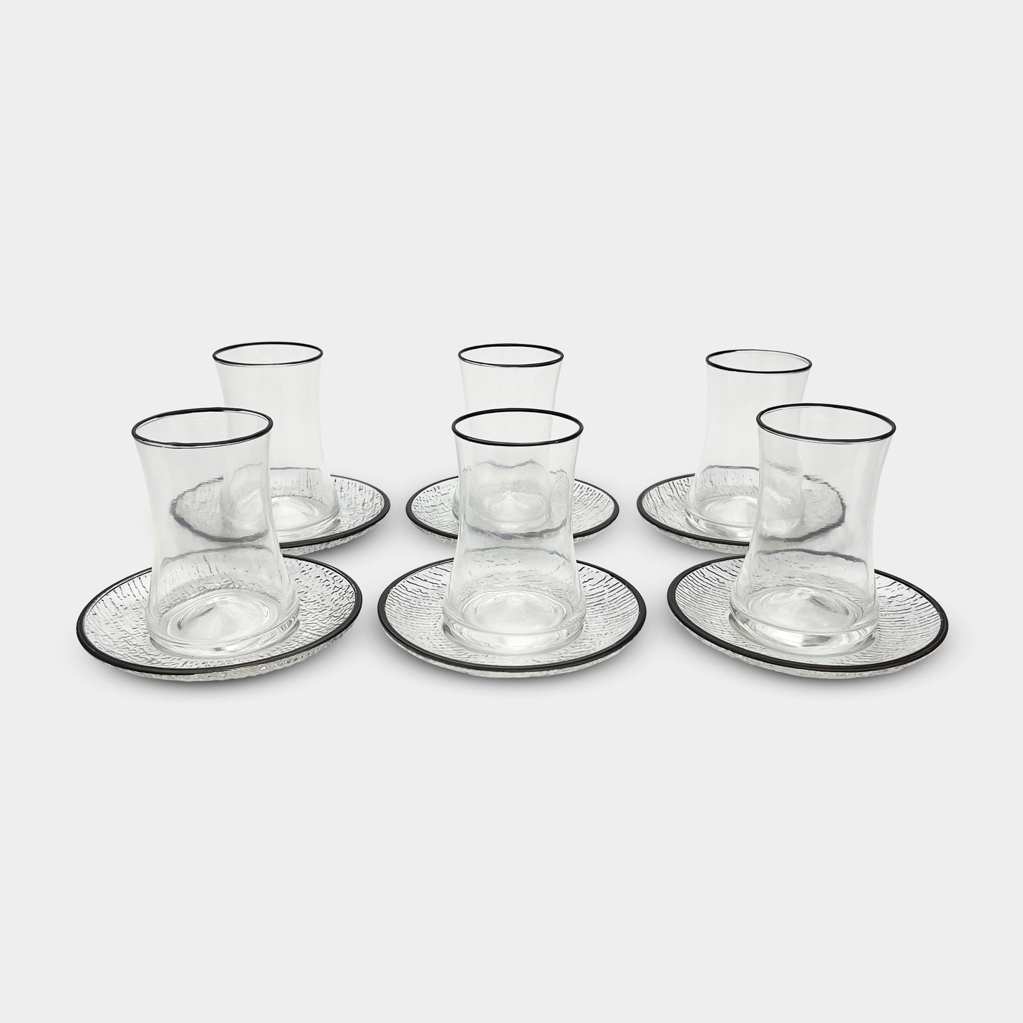 Elegant Clear Curved Tea Cup Set of 6