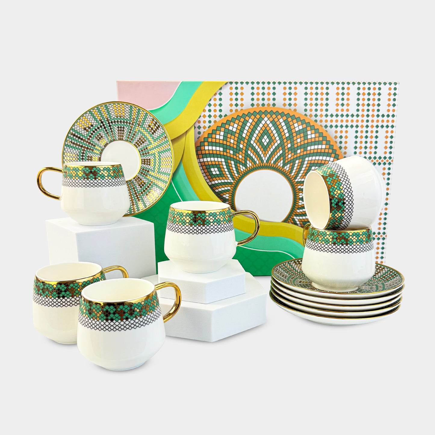 Marrakech Mosaic Coffee Cup Set - 6 Pieces