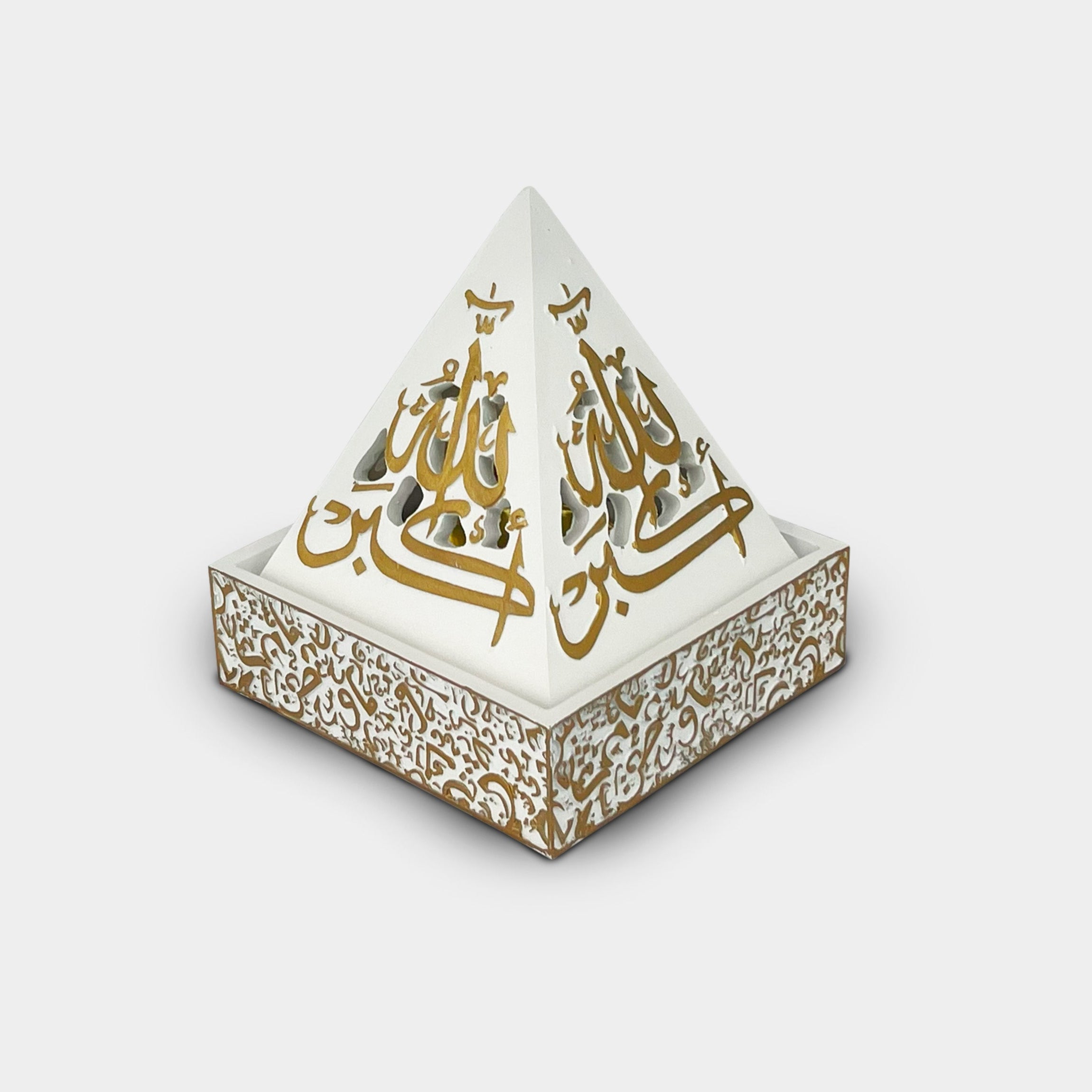 Pyramid White and Gold Incense Burner
