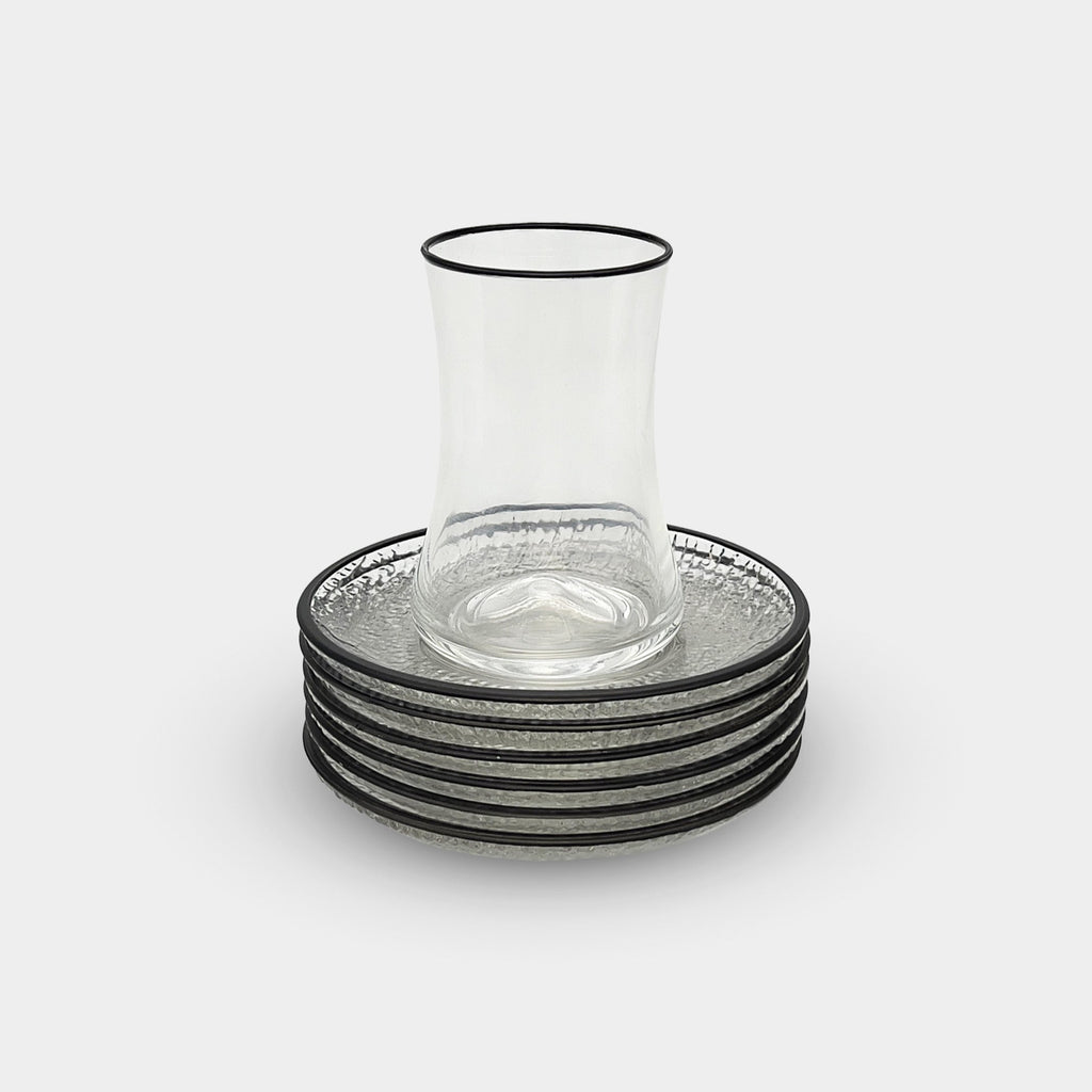 Elegant Clear Curved Tea Cup Set of 6