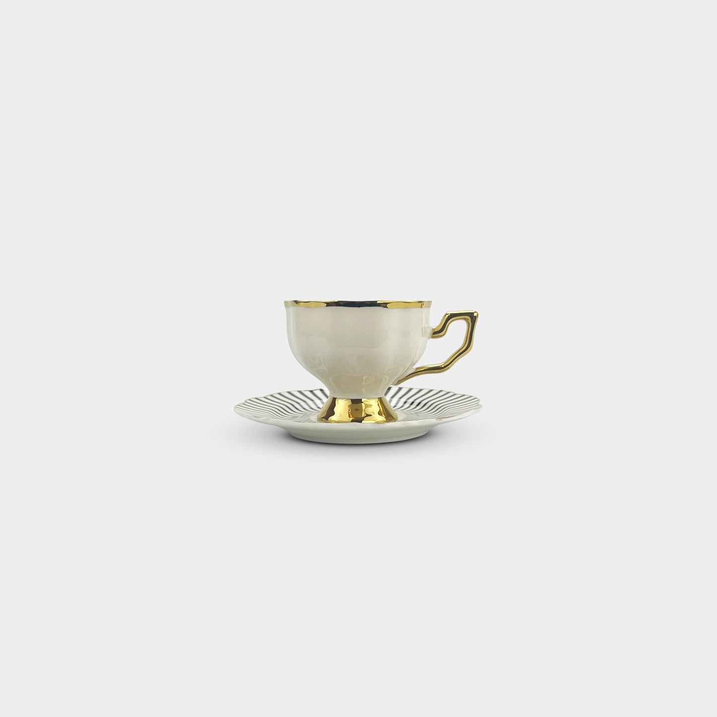 Golden Trim Geometric Coffee & Tea Cup Set of 6