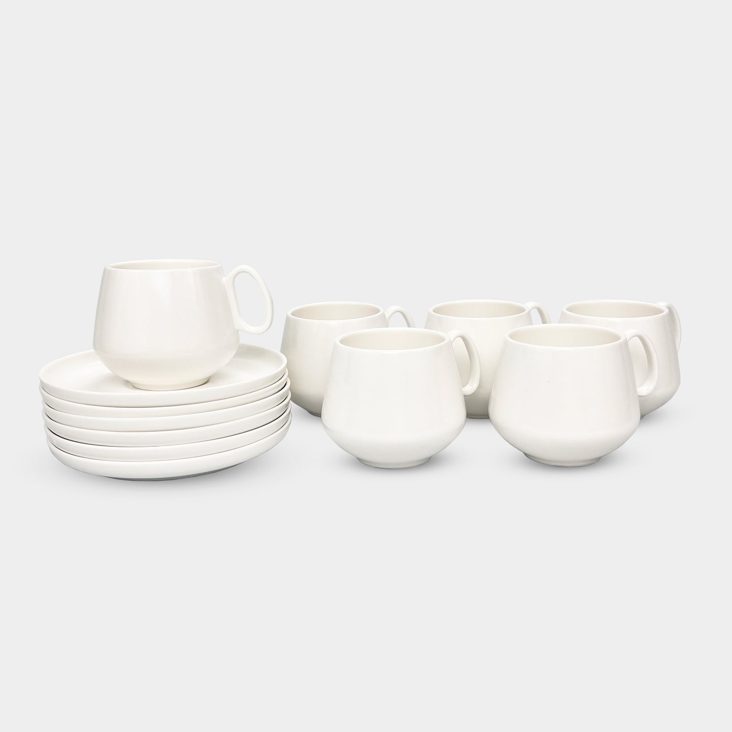 White Minimalist Coffee/Tea Cup Set of 6