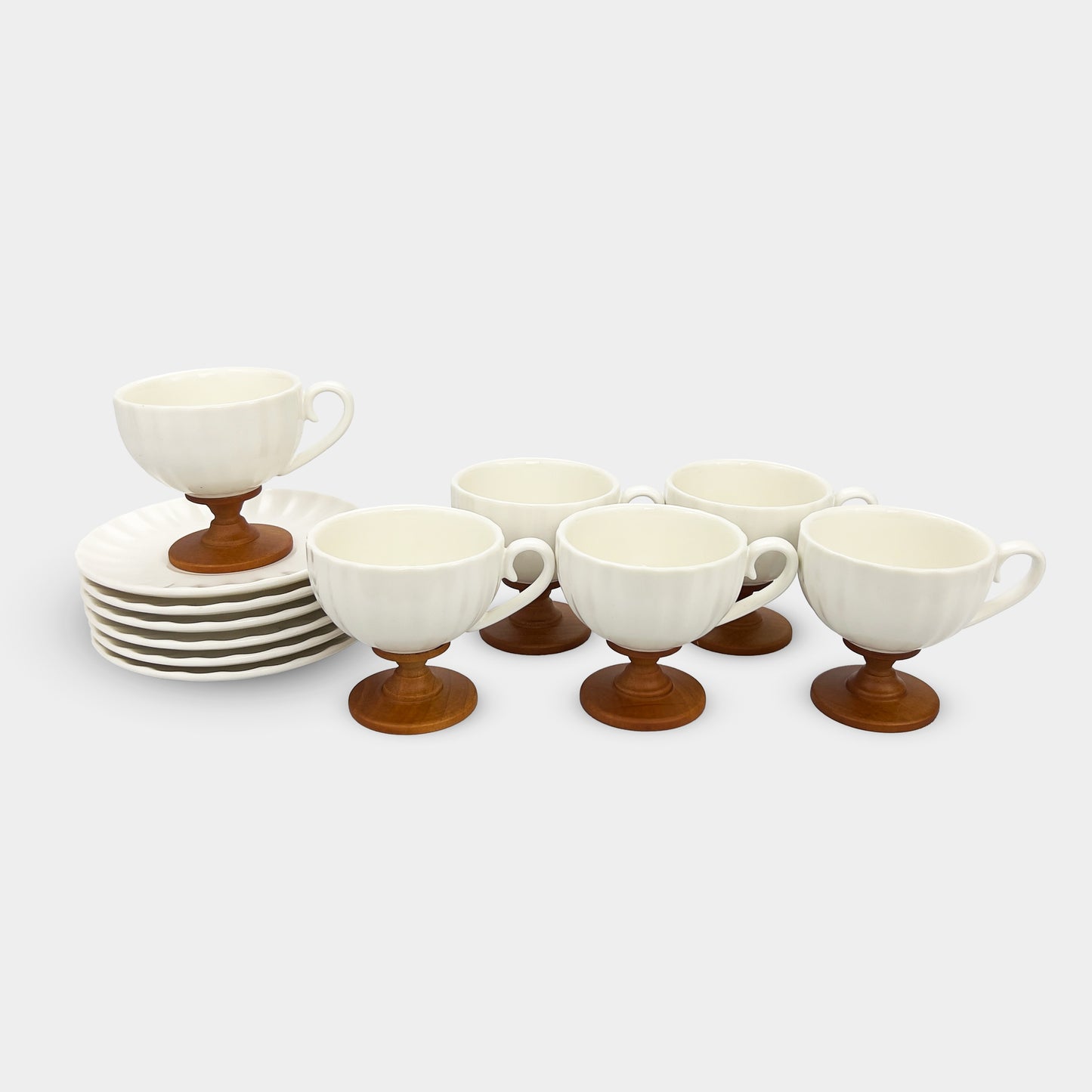 White Pedestal Coffee & Tea Cup Set of 6