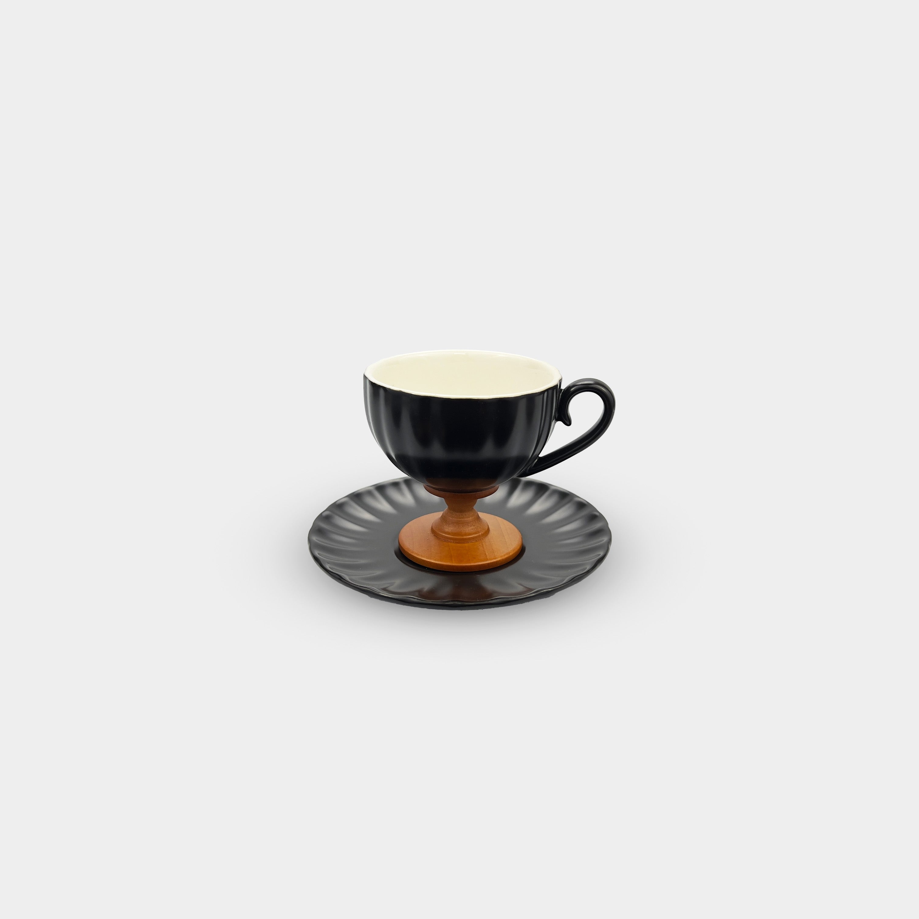 Black Pedestal Coffee & Tea Cup Set of 6