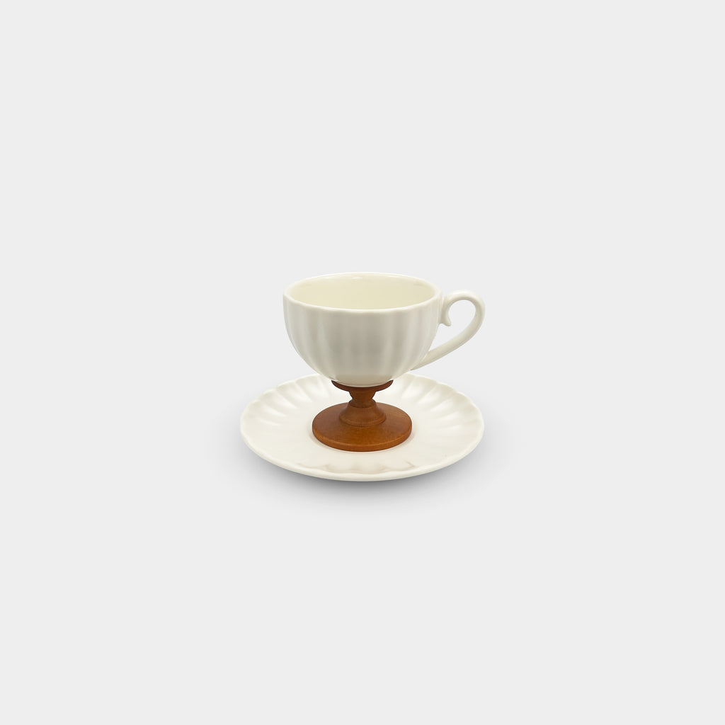 White Pedestal Coffee & Tea Cup Set of 6