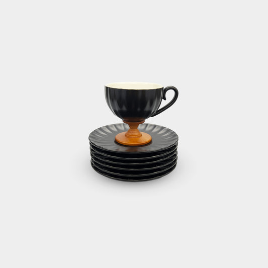 Black Pedestal Coffee & Tea Cup Set of 6