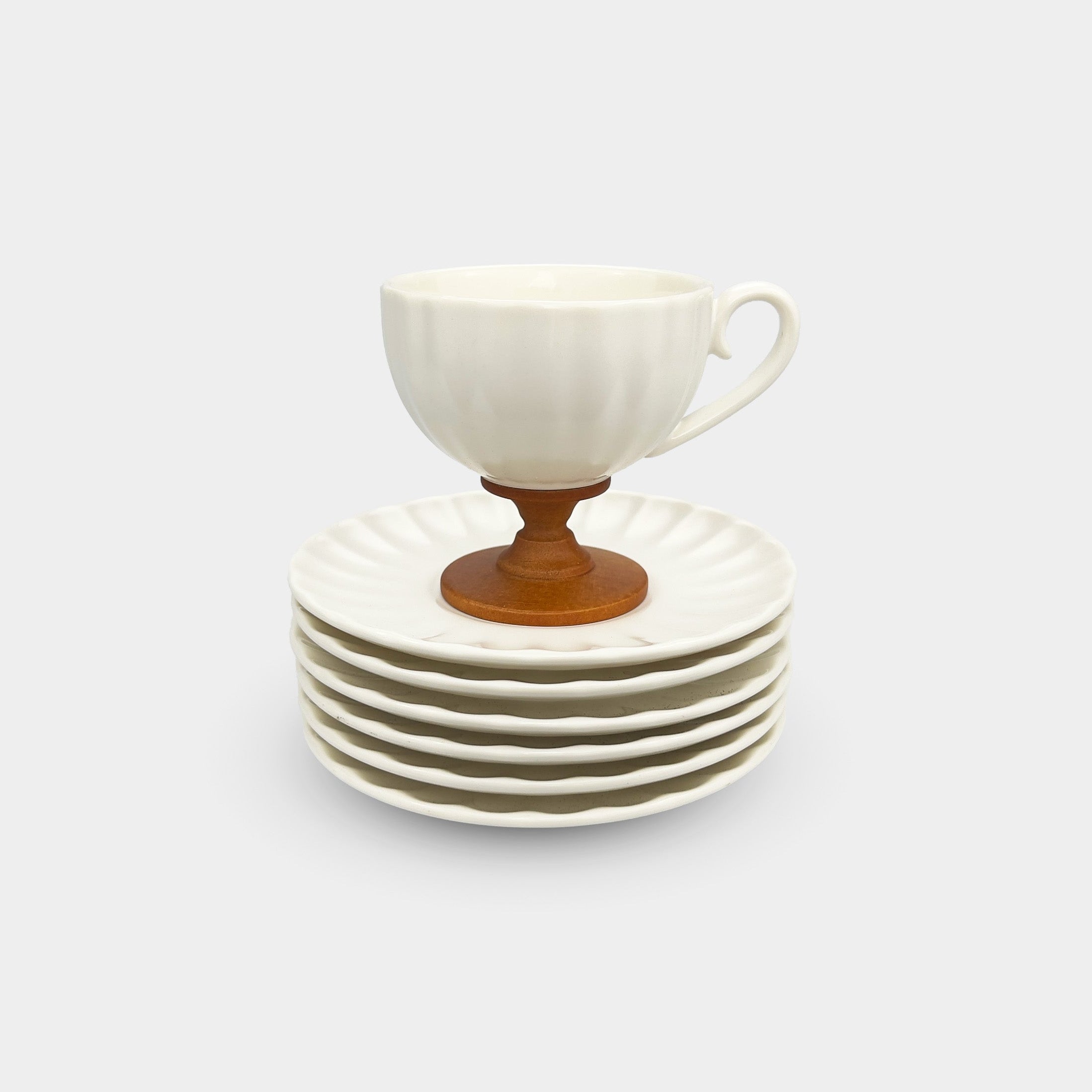 White Pedestal Coffee & Tea Cup Set of 6