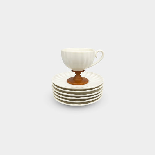 White Pedestal Coffee & Tea Cup Set of 6