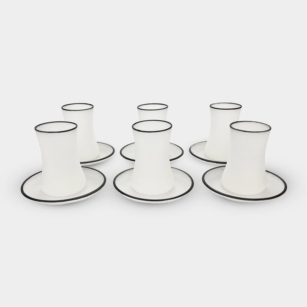 Elegant Foggy Curved Tea Cup Set of 6