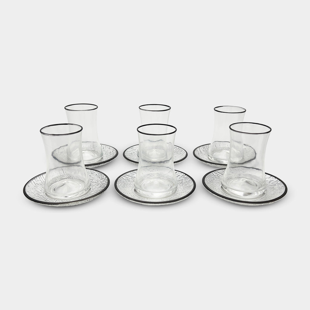 Elegant Clear Curved Tea Cup Set of 6