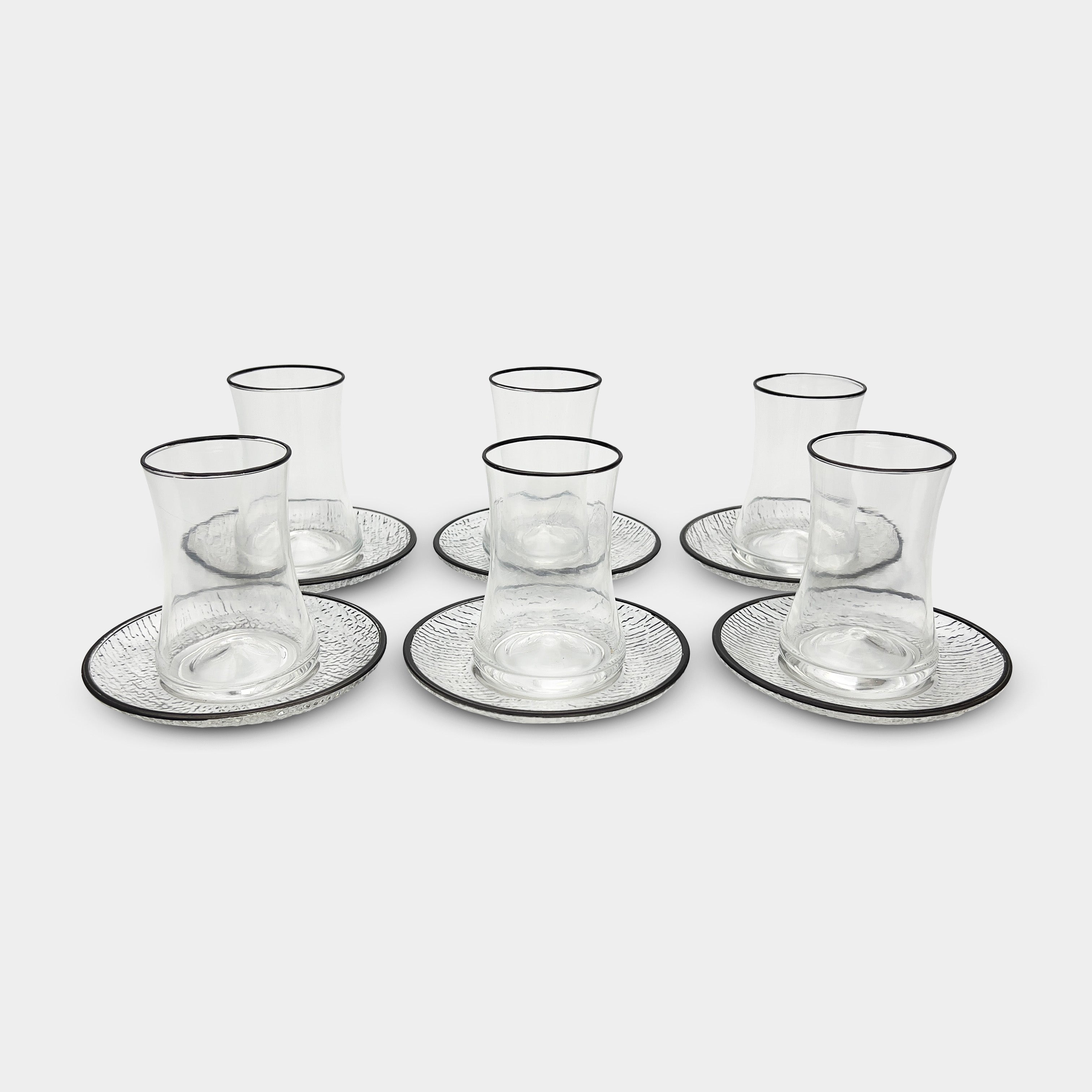 Elegant Clear Curved Tea Cup Set of 6
