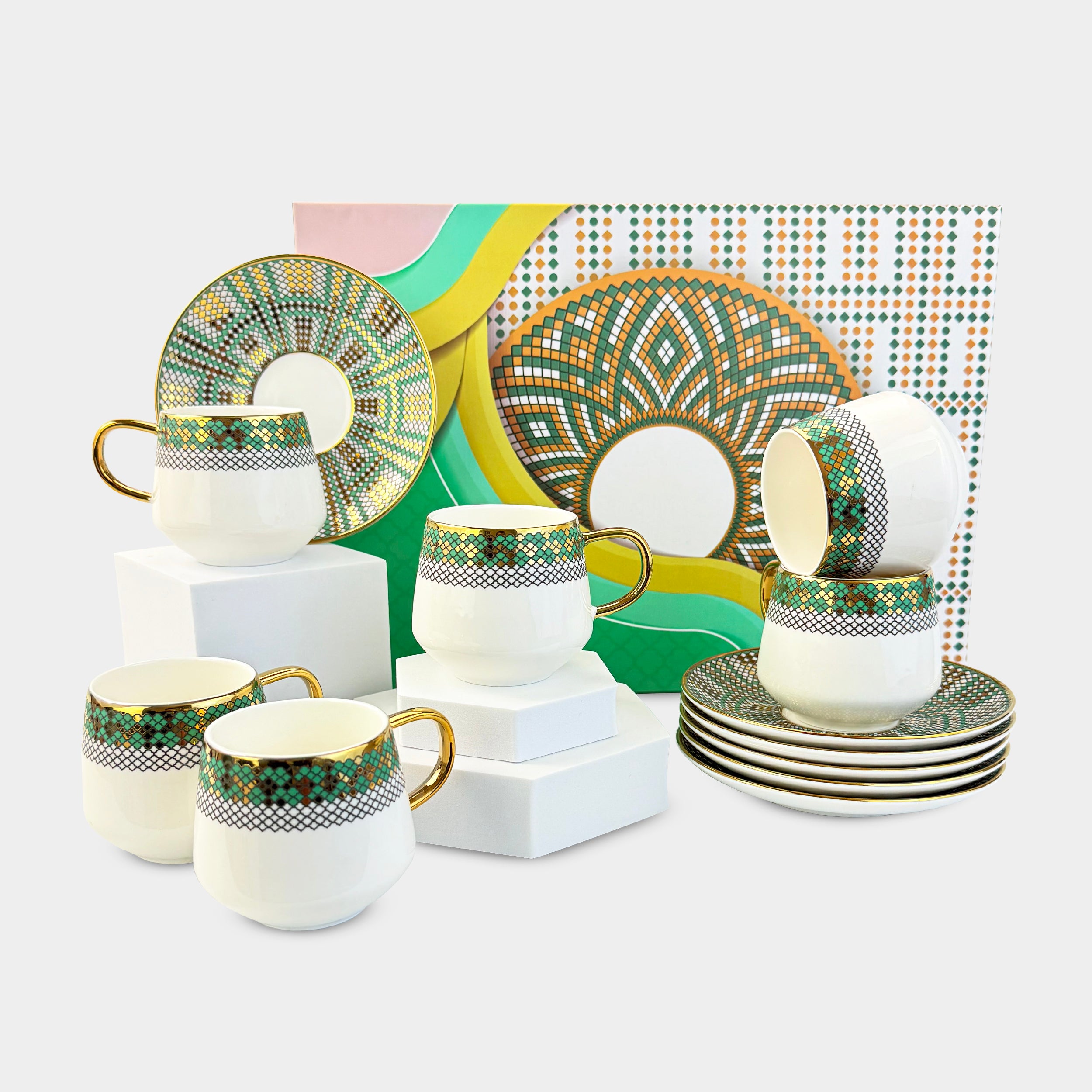 Marrakech Mosaic Coffee Cup Set - 6 Pieces