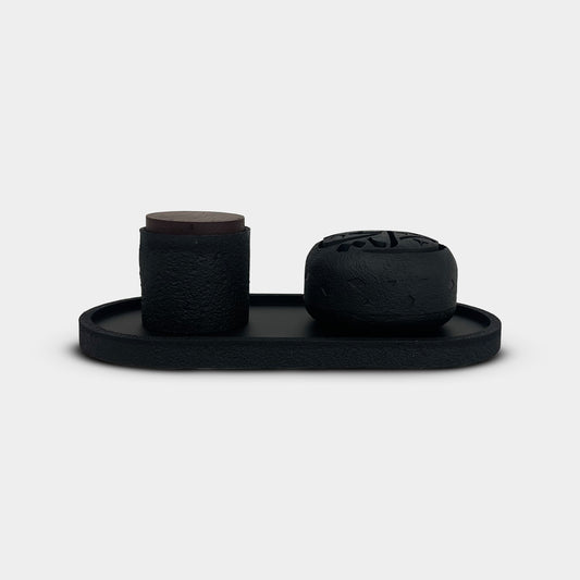 Modern Matte Black Incense Burner Set