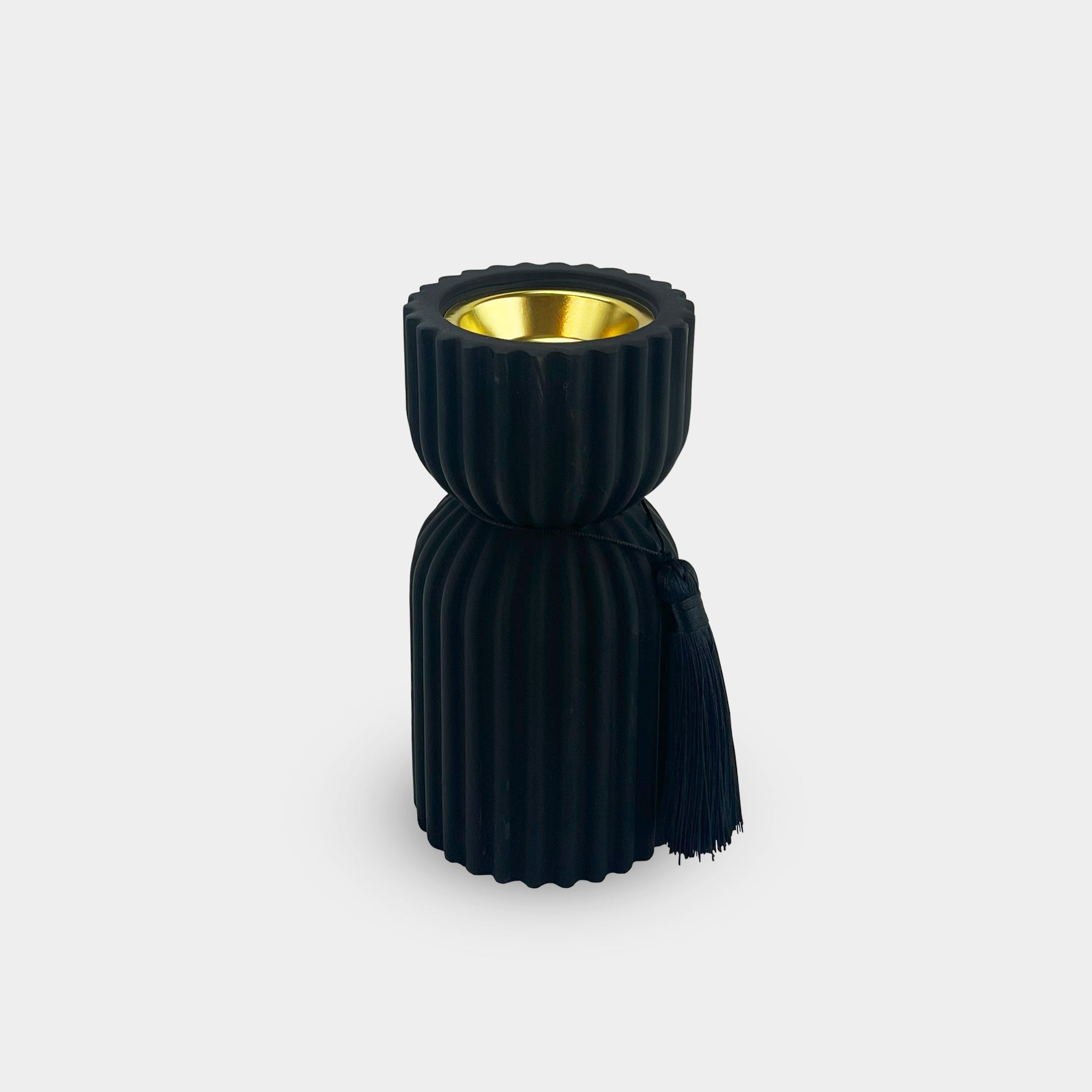 Cylindrical Black Incense Burner