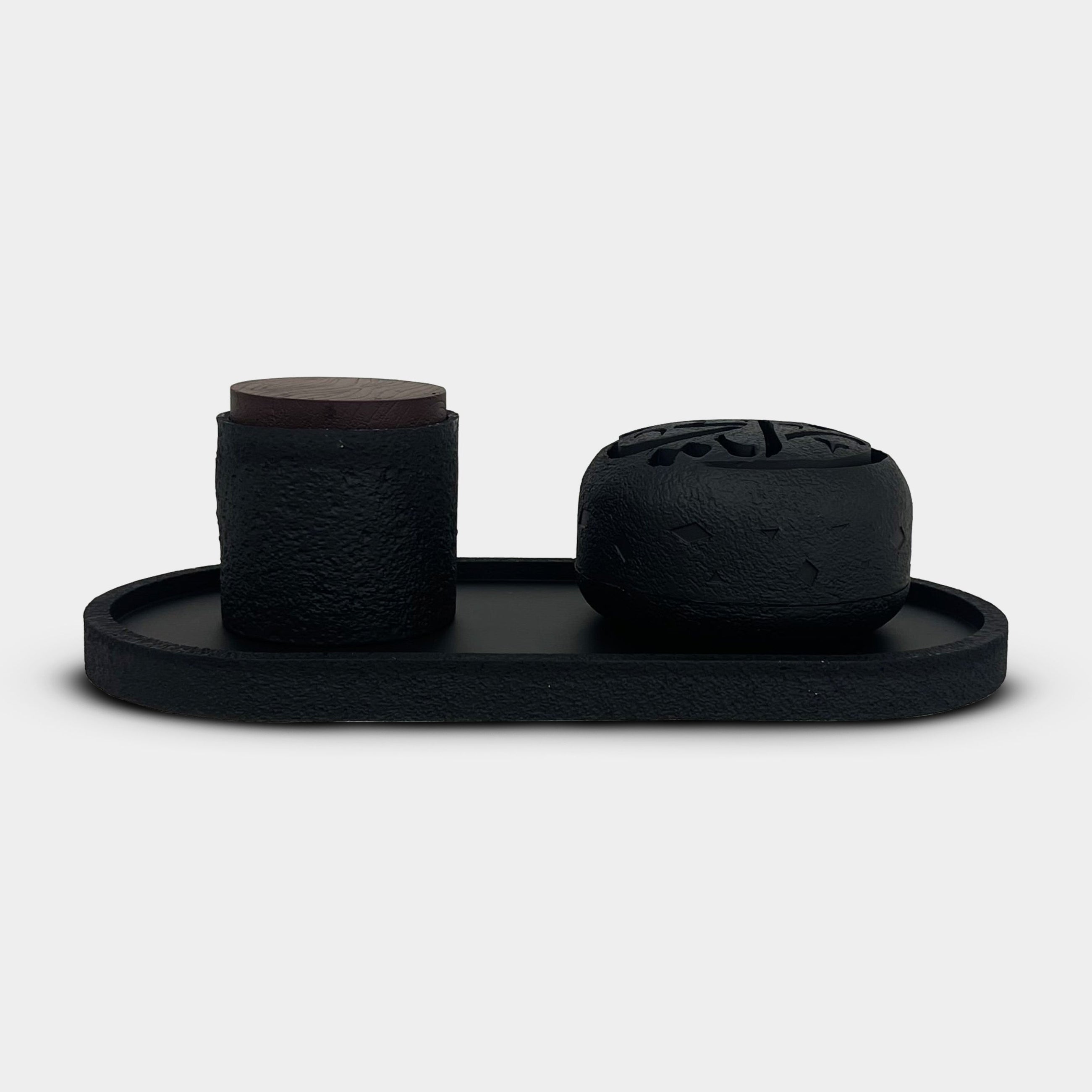 Modern Black Incense Burner Set