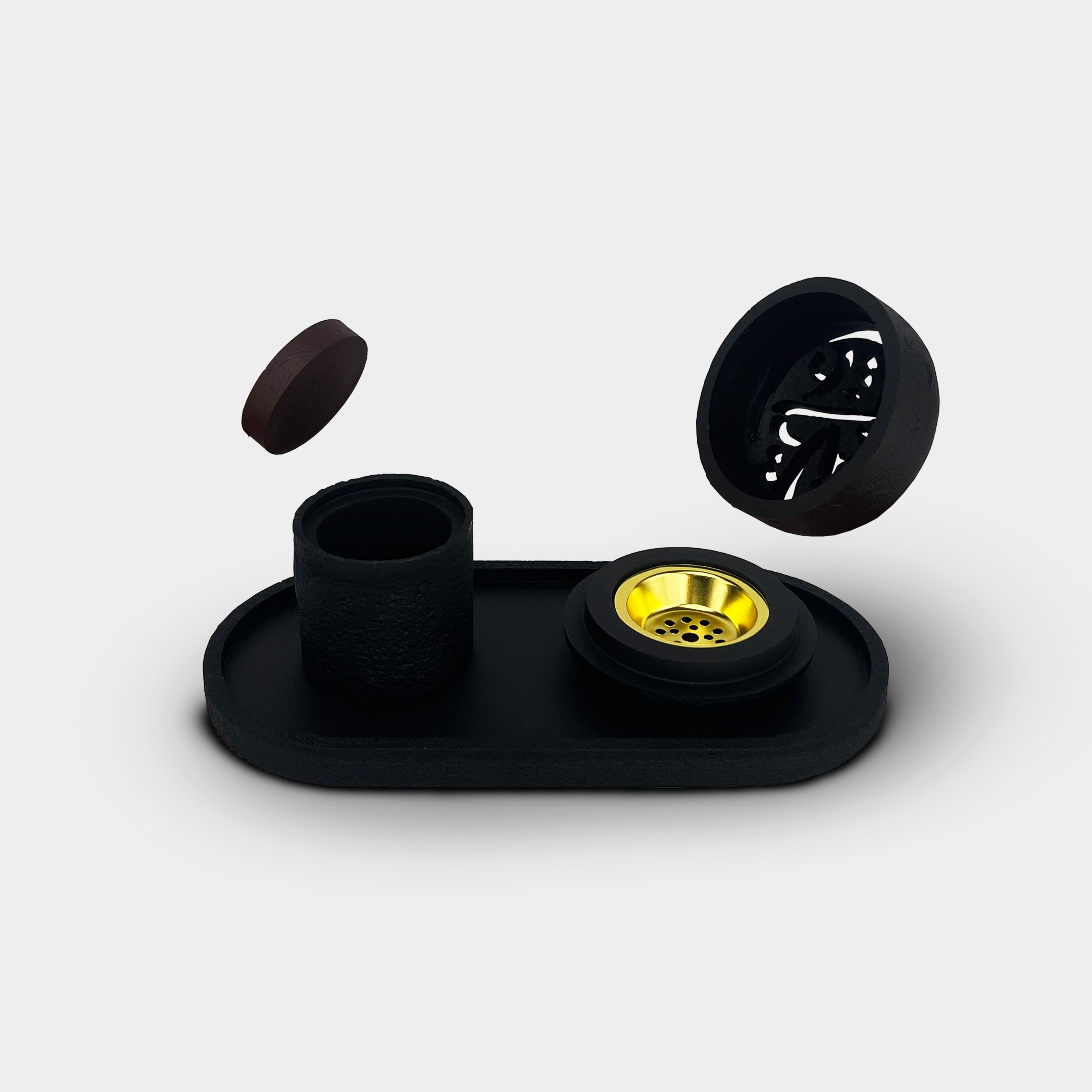 Modern Black Incense Burner Set
