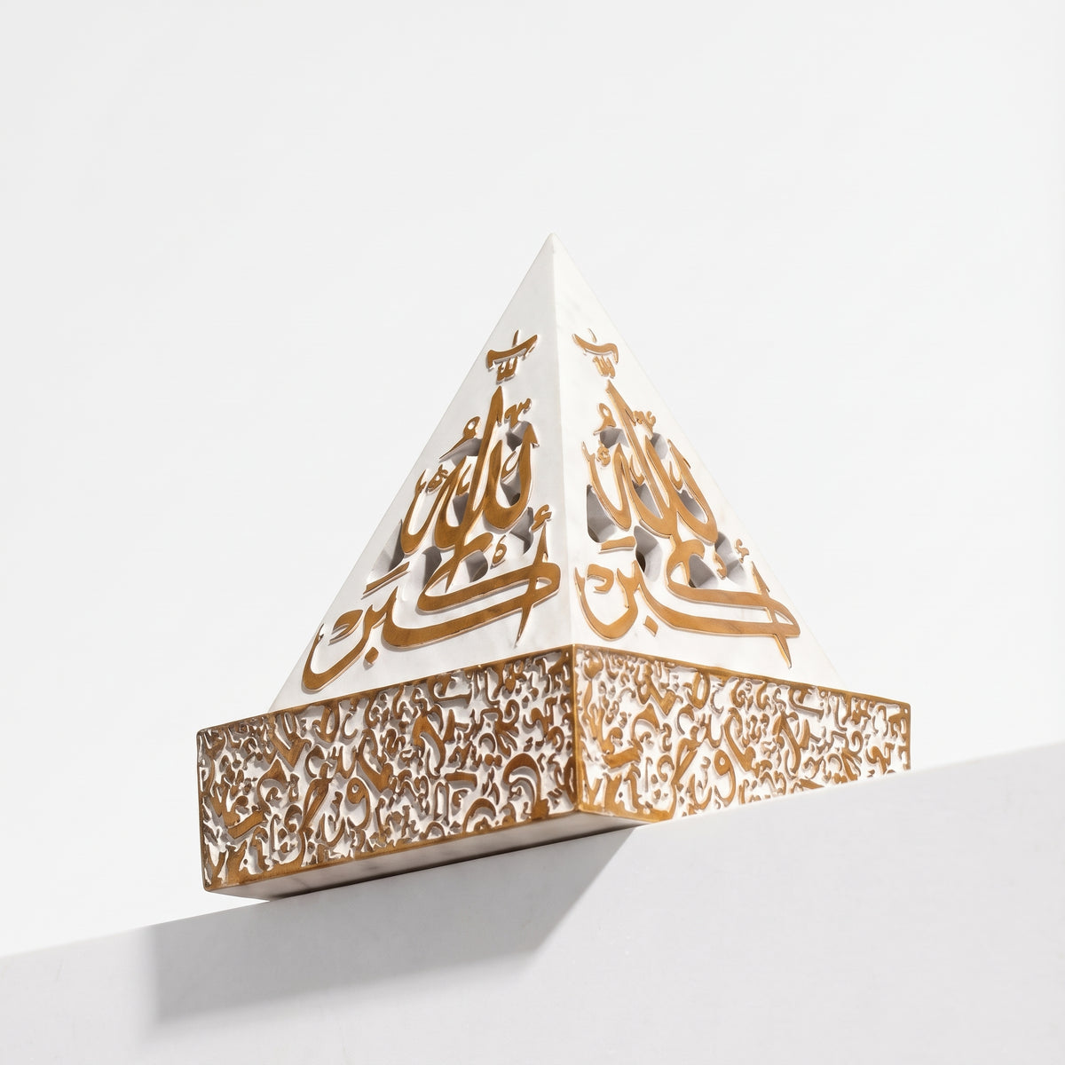 Pyramid White and Gold Incense Burner