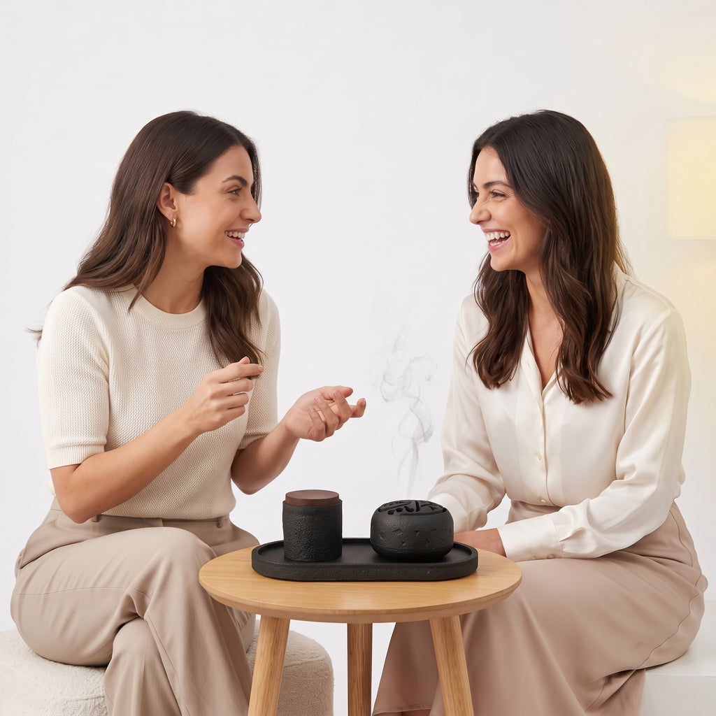 Midnight Aura incense burner set styled on a table