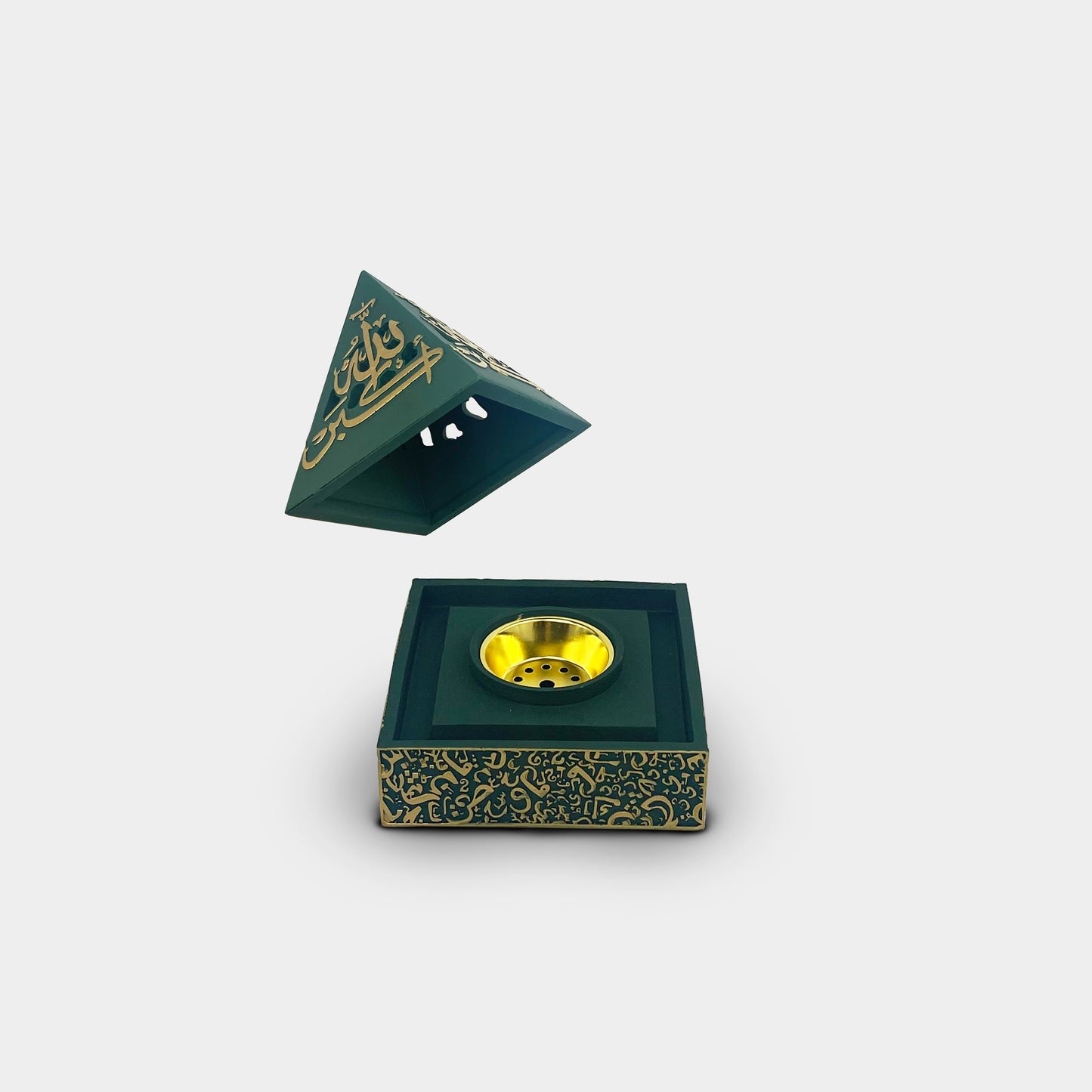 Pyramid Green and Gold Incense Burner