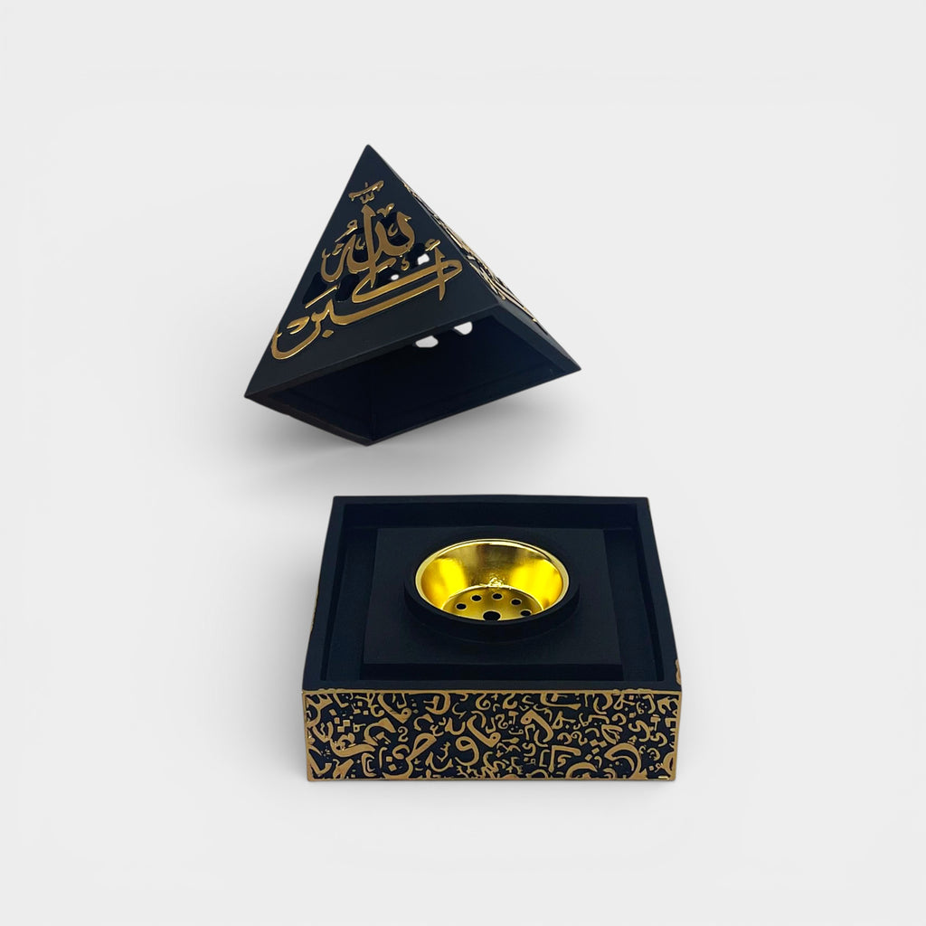Pyramid Black and Gold Incense Burner