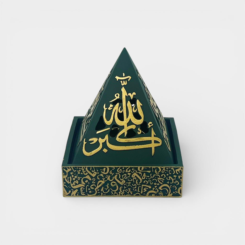 Pyramid Green and Gold Incense Burner