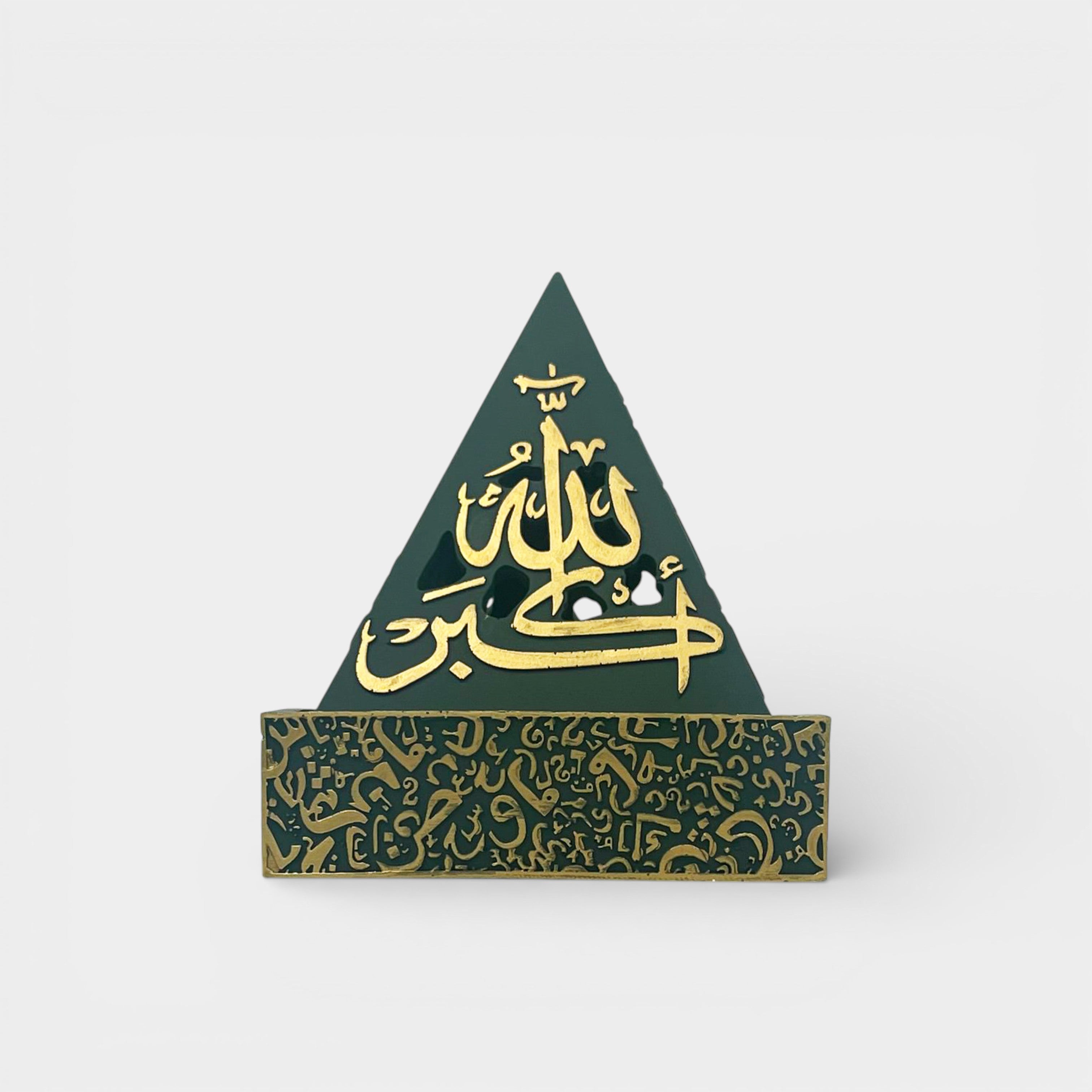 Pyramid Green and Gold Incense Burner