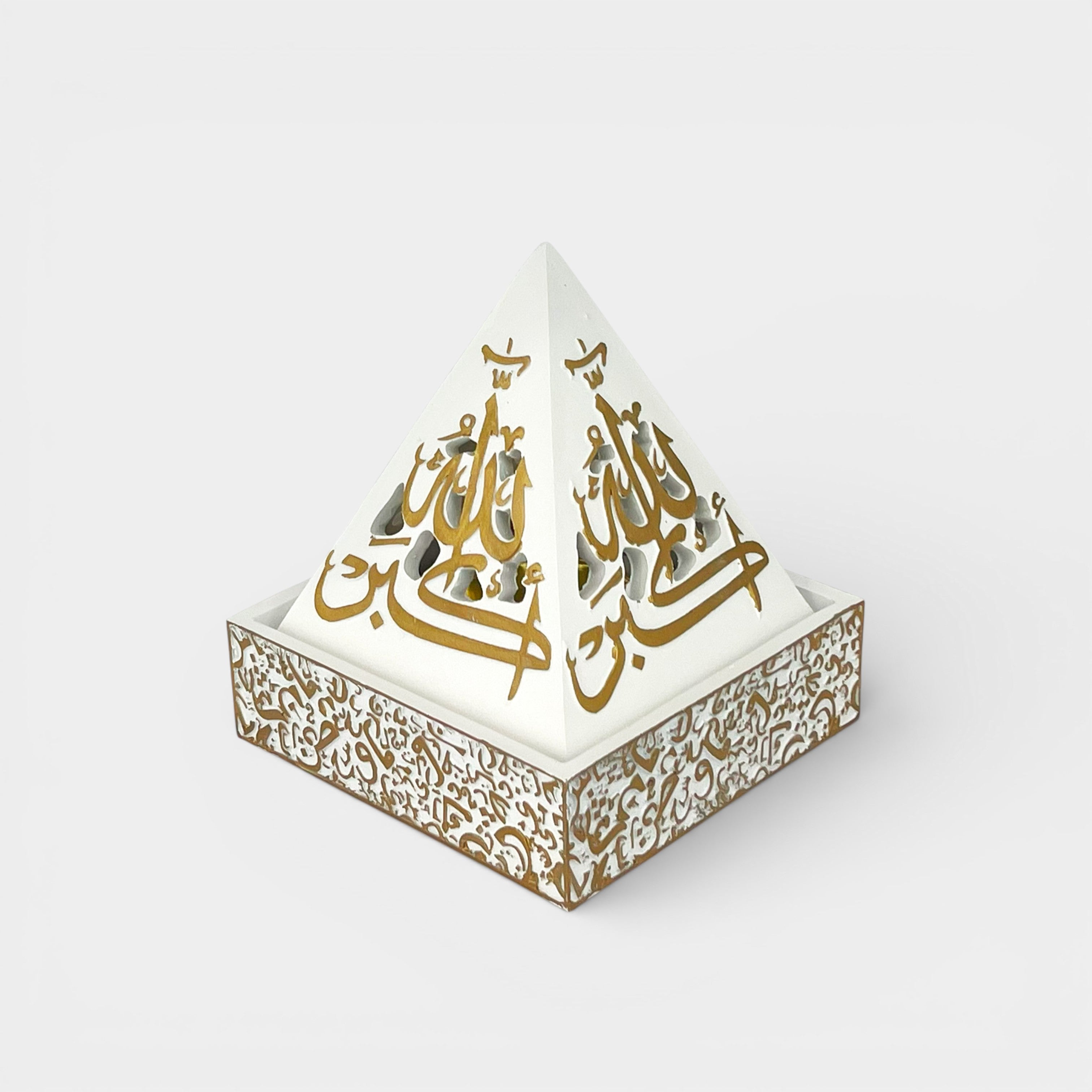 Pyramid White and Gold Incense Burner