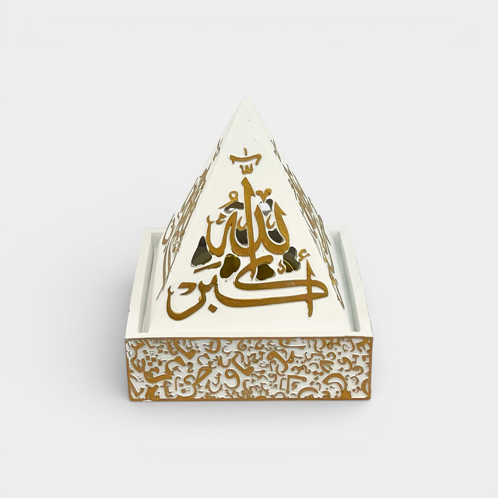 Pyramid White and Gold Incense Burner