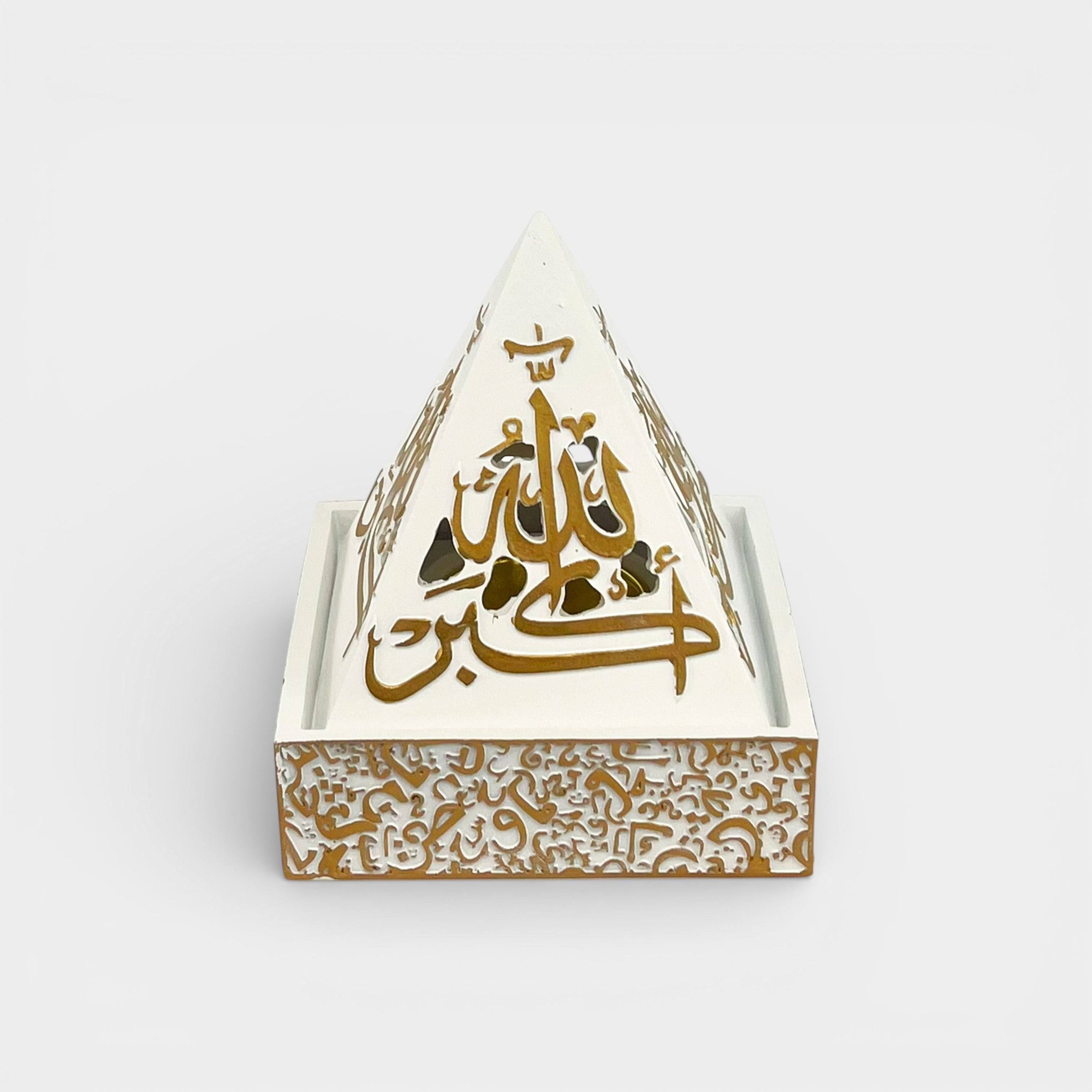 Pyramid White and Gold Incense Burner