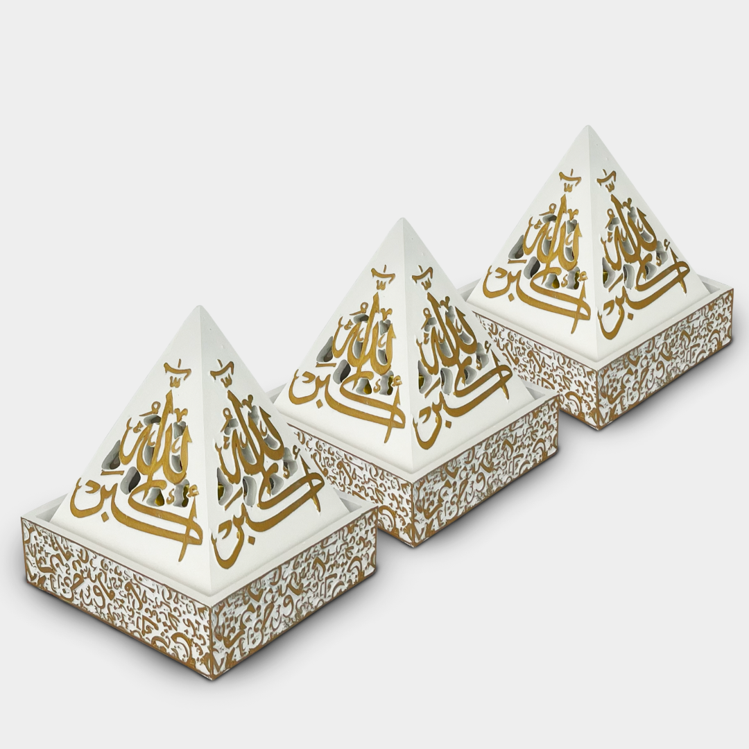 Pyramid White and Gold Incense Burner