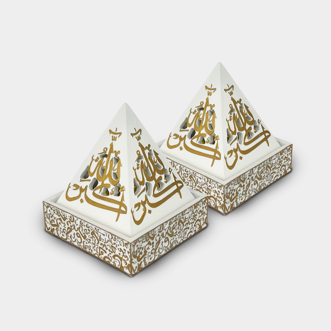 Pyramid White and Gold Incense Burner