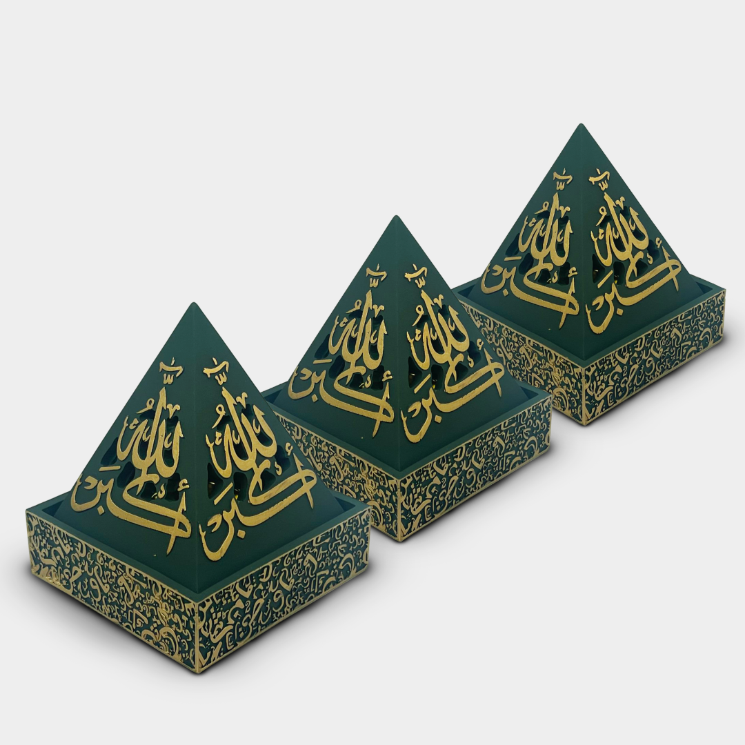 Pyramid Green and Gold Incense Burner