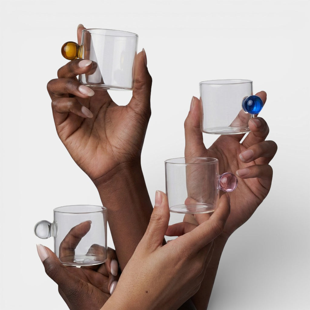 Glass Sphere Coffee & Tea Cup Set of 6